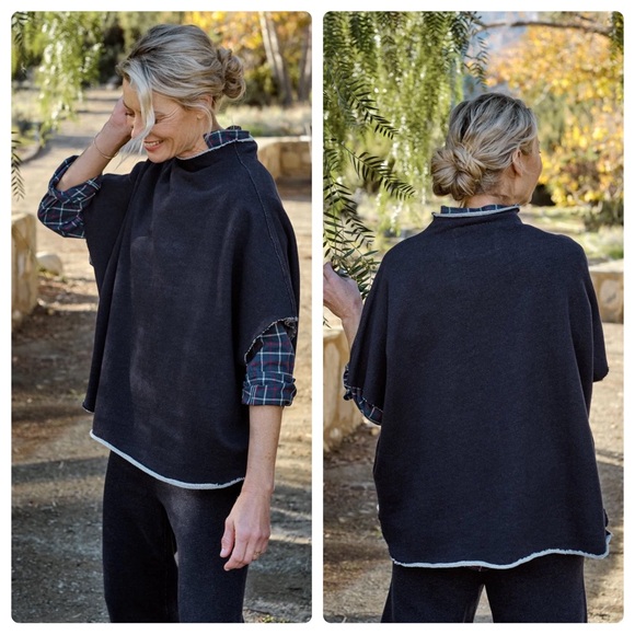 Frank & Eileen Tops - Frank & Eileen Audrey Funnel Neck Capelet Grey Size OS